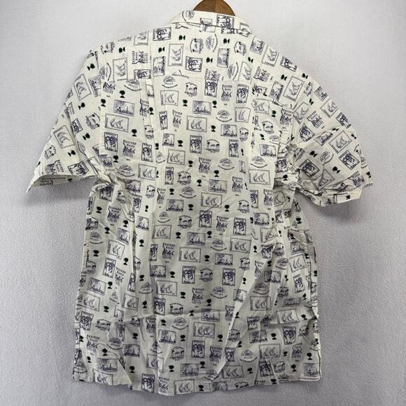 Vintage Nautica Shirt Men's medium Camo Loop Collar Stamps Geometric Coffee NEW - Picture 7 of 8